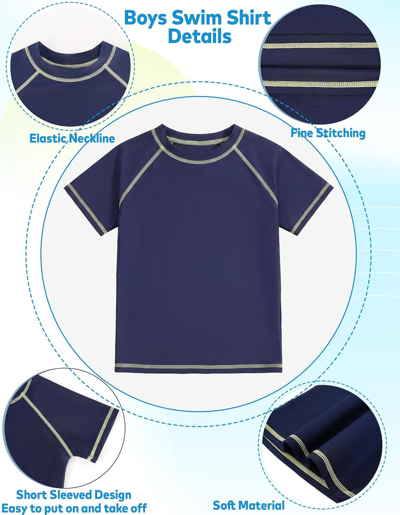 Boys Swim Set, 2 Piece Boys Swim Trunks & Shirts