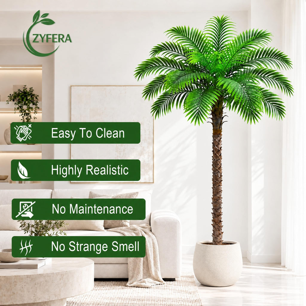 7FT Artificial Phoenix Palm Tree, Large Fake Palm Trees for Indoor Outdoor