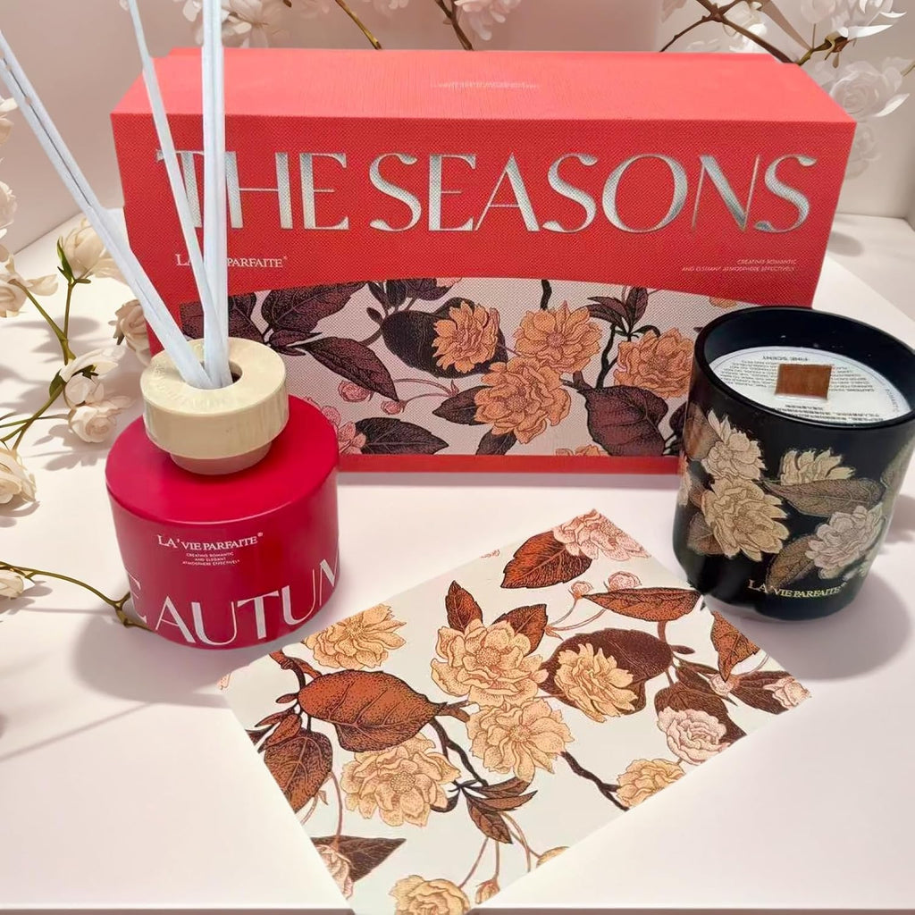 Scented Candle and Reed Diffuser Gift Set for Women - Natural Soy Wax Candle & Long-Lasting Reed Diffuser - Pear & - Set of 2
