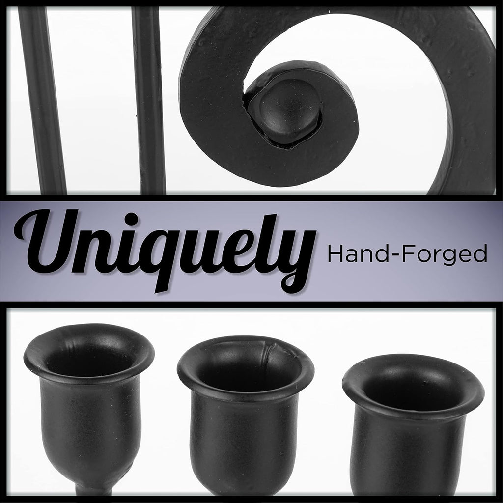 Hanukkah 9-Branch Hanukiah - Decorative Menorahs for Chanukah, Handcrafted Iron Candlestick Holder - Compatible