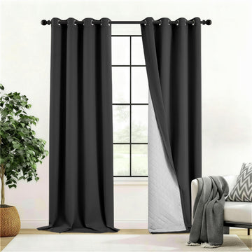 Soundproof Blackout Curtains 2 Panels, 52x72in, Black