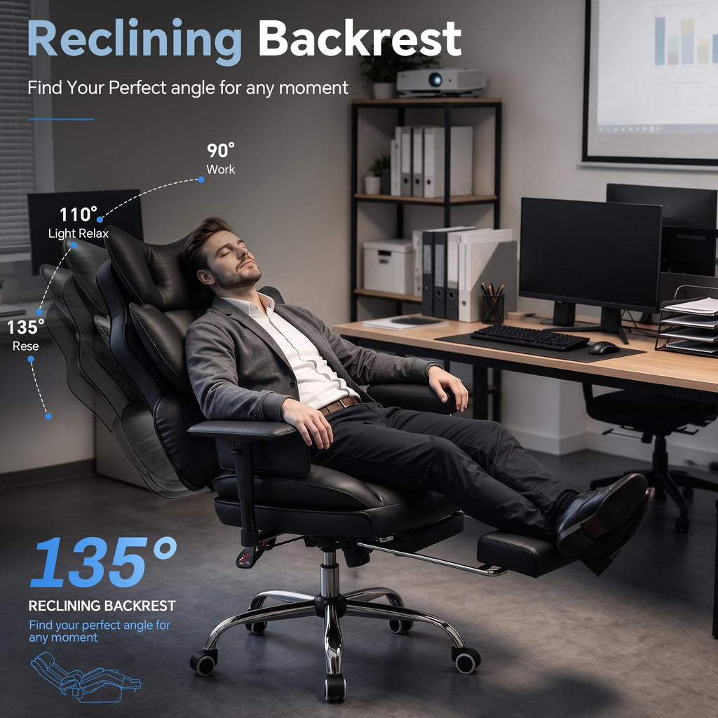 Big and Tall Gaming Chair 400lbs, Heavy Duty Office Chair with Footrest, High Back Computer Chair with Thick Padded