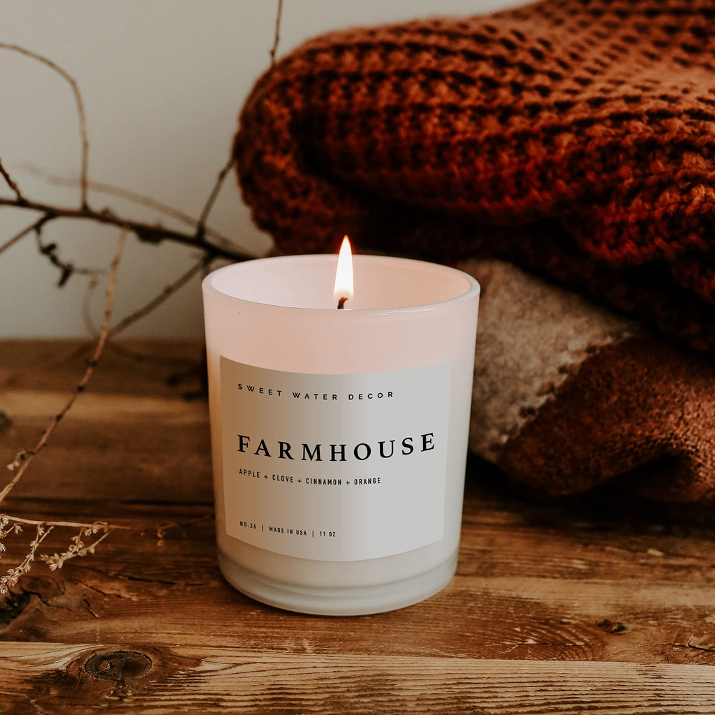 Soy Candle, 11oz White Jar, Cozy Fall Aroma