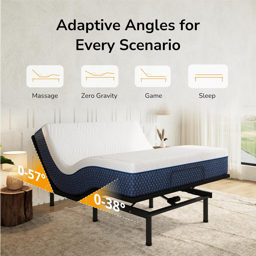 Split King Adjustable Bed Frame with Remote & Massage,Zero Gravity - Set of 2