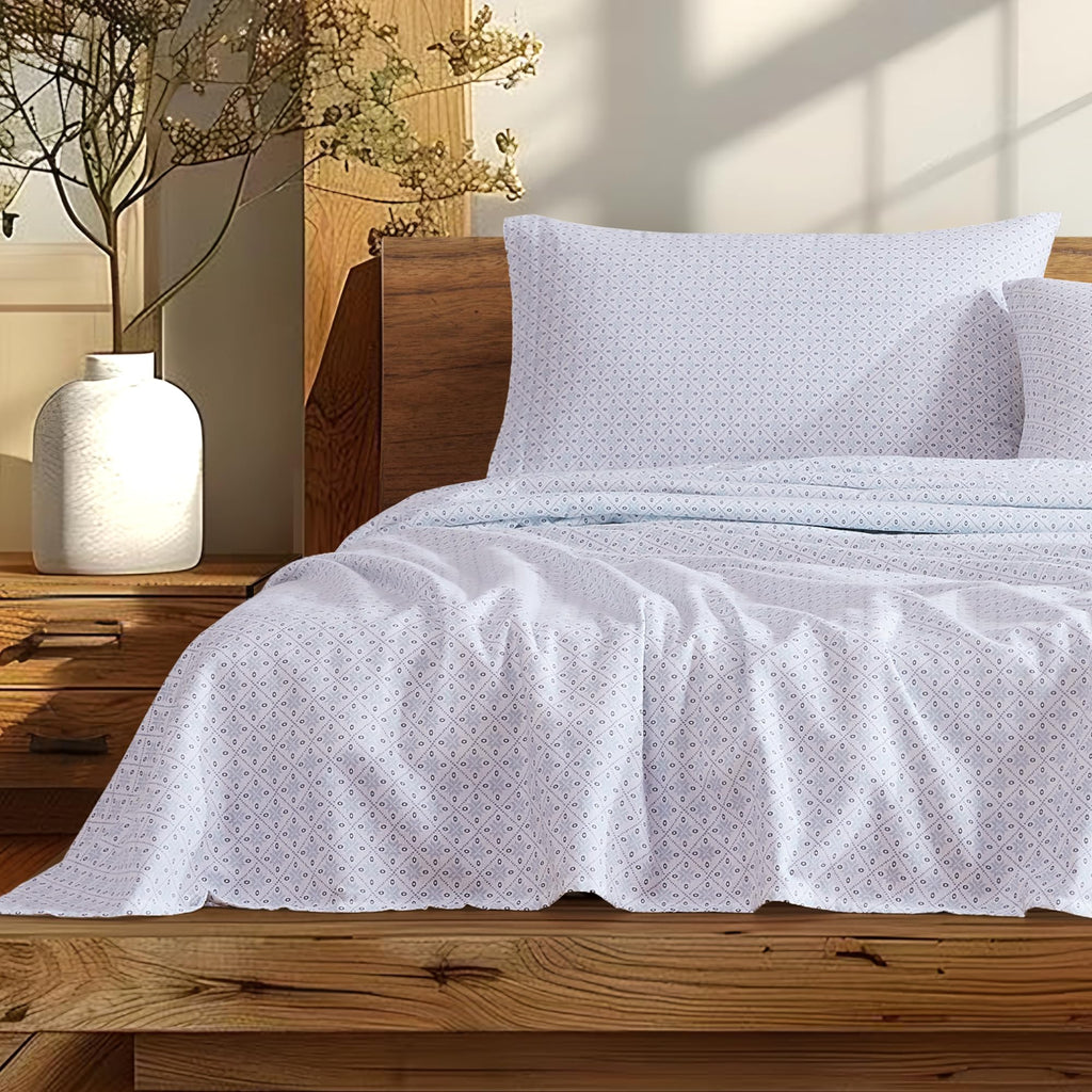 100% Cotton Flannel Sheet Set, Brushed Cotton for Extra Softness, Warm & Cozy 4-Piece Bedding Set, Up to