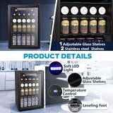 26 Bottle Wine Cooler, 95 Cans Beverage Refrigerator, 2.6 cu.ft Drink Fridge Dig