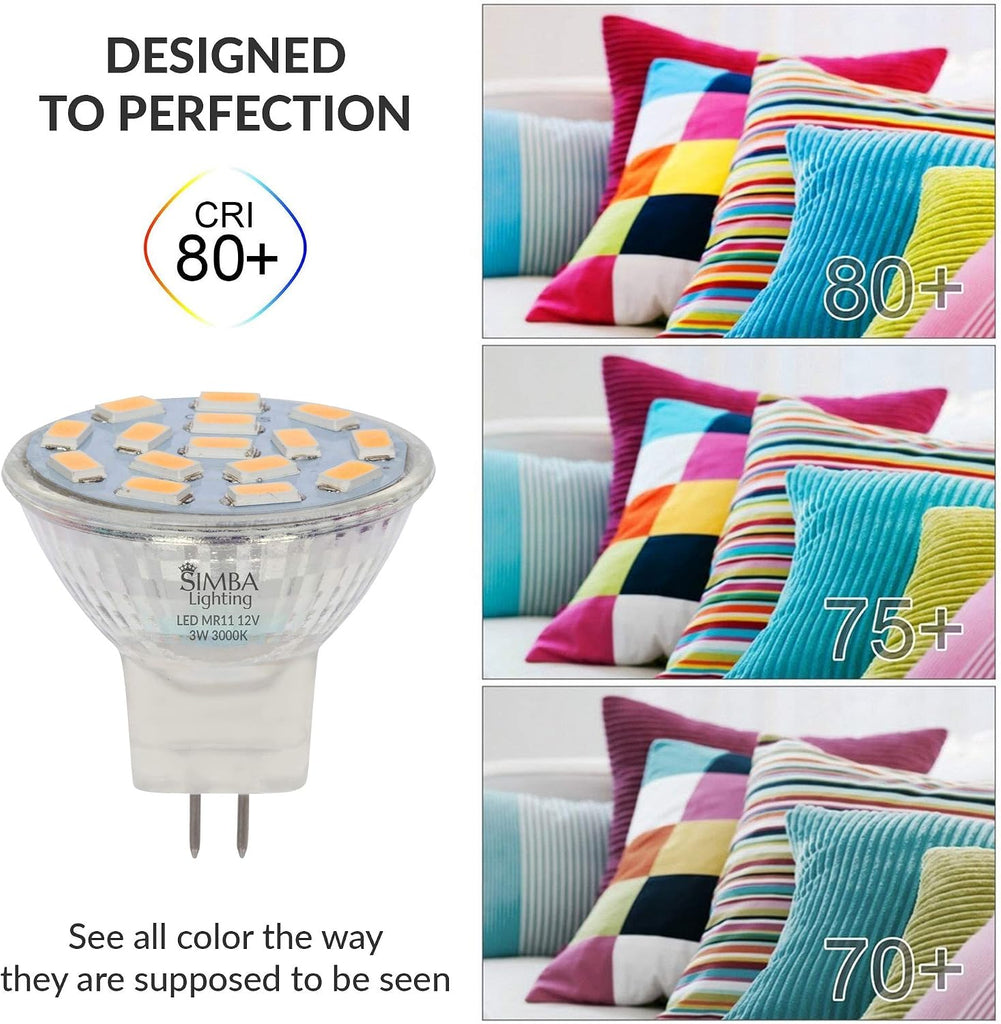 LED MR11 3W Flood Light Bulb GU4 Bi-Pin Base, 3000K, 10 Pack