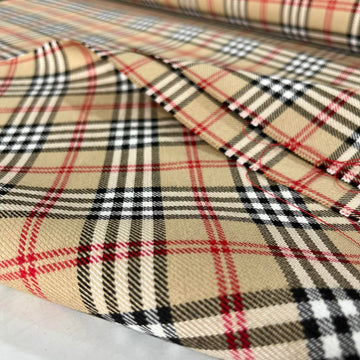 Italian Design Beige Plaid (Tartan) Viscose Luxury Fabric, Fashion, Clothing, Dress, Sewing, Crepe Fabric(150 cm or 1.64