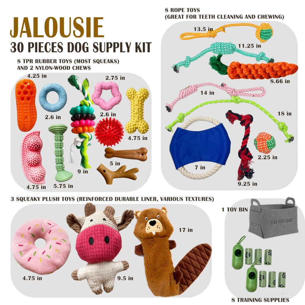 Multipack Dog Squeaky Toys Bulk Bundle Pup Toy - Puppy Toys for Pets for Small Medium Breed (30 PCs Gift Basket)