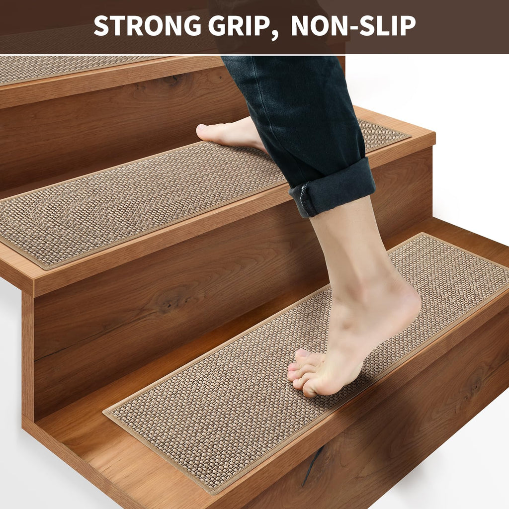 Linen Stair Treads for Wooden Steps Indoor 36x9 Inch, 15 Pcs