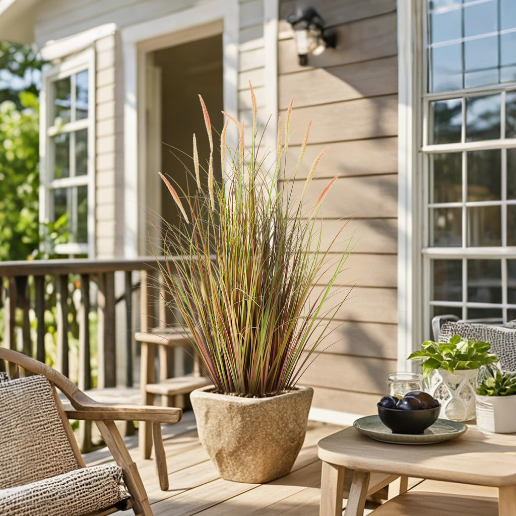 3ft 2-Pack Artificial Cattail Reed Grass, 35in Indoor Fake Onion Grass