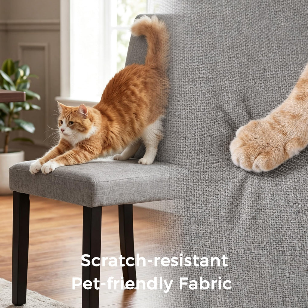 Set of 4, Modern Stylish Fabric Upholstered Parson Chair, Dining Room Chairs with Solid Wood Legs Living Room, Grey