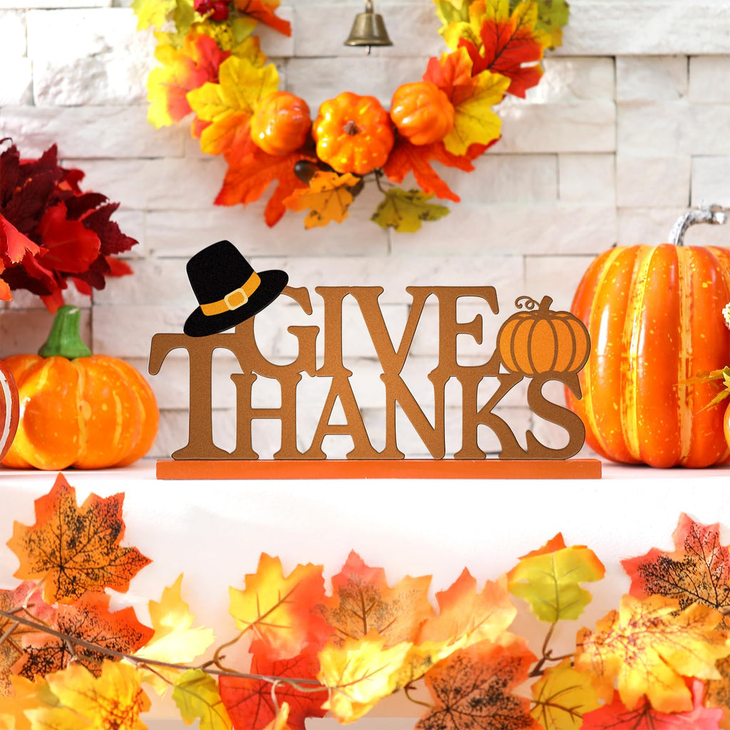 Happy Thanksgiving Table Sign Give Thanks Fall Decor