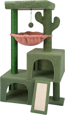 37.4" Cactus Cat Tree Tower with Twin Cat Condos for Indoor Cats