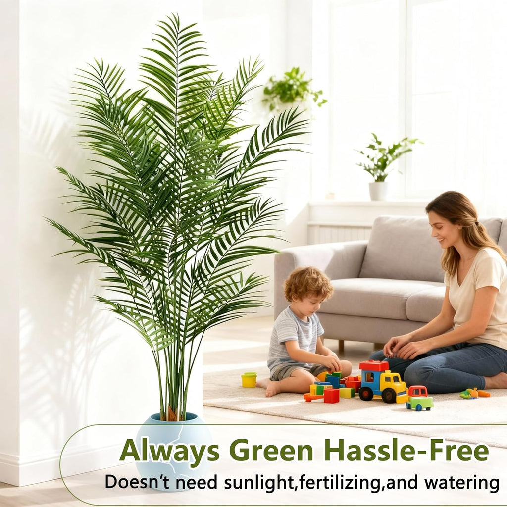 Artificial Palm Tree Indoor 6.5ft, Large Fake Tropical Areca Palm Tree with 18 Trunks, Faux Dypsis Lutescens Floor