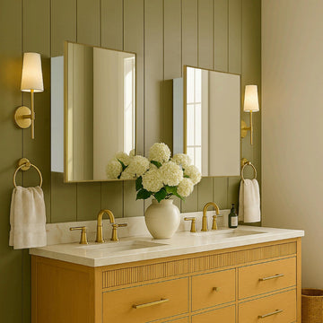 20'' x 30'' Brushed Gold Recessed and Surface Mount Bathroom Medicine Cabinet with Mirror Brushed Gold Square