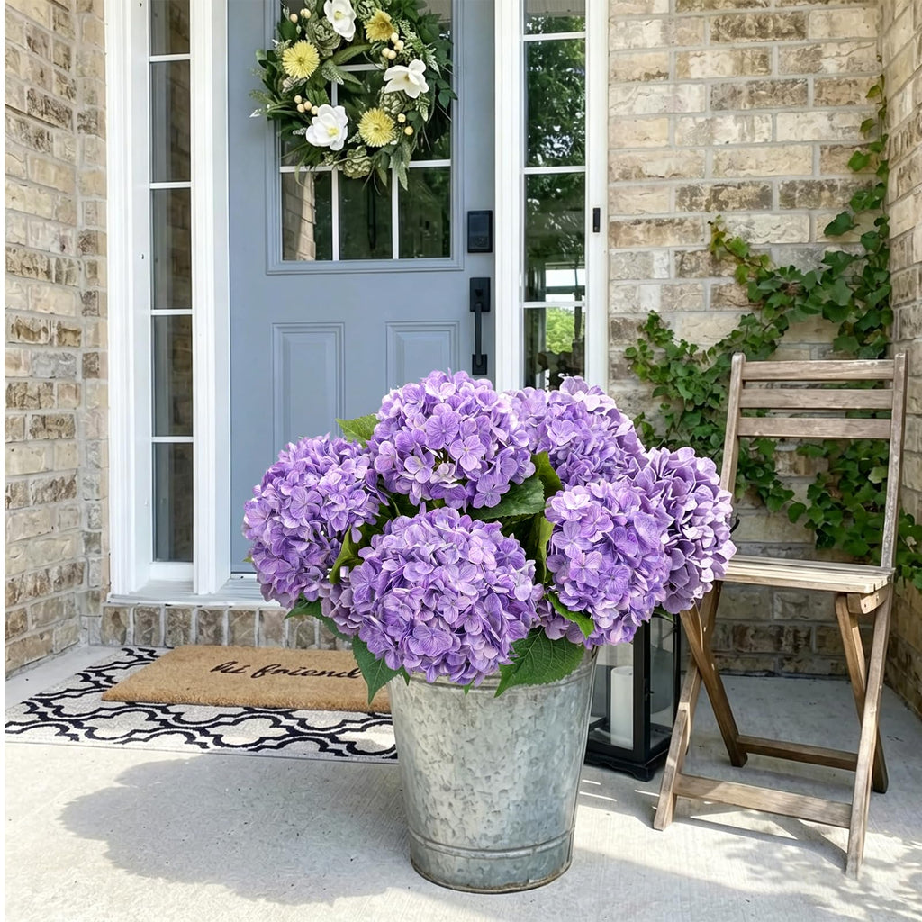 Hydrangea Artificial Flowers, 21in Real Touch Artificial Hydrangea Flowers, Purple Latex Full Flower Head with Stems