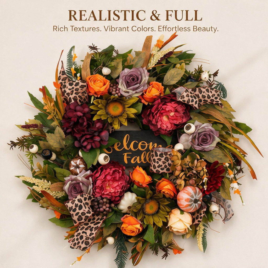 Fall Wreaths for Front Door 24 Inch Artificial Autumn Wreath Rustic Decor