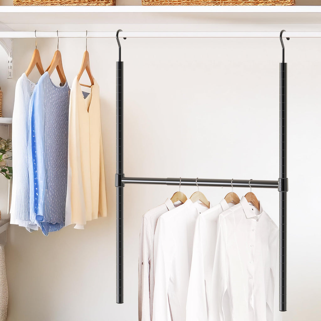 Adjustable Closet Hanging Rod, Black