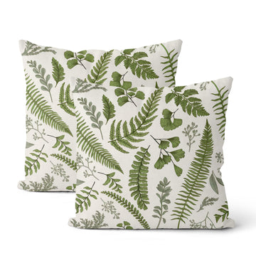 Sage Green Spring Pillow Covers 20x20 Inch 2 Pcs Vintage Leaf Plant Decor Throw Pillows Tropical Botanical Leaves