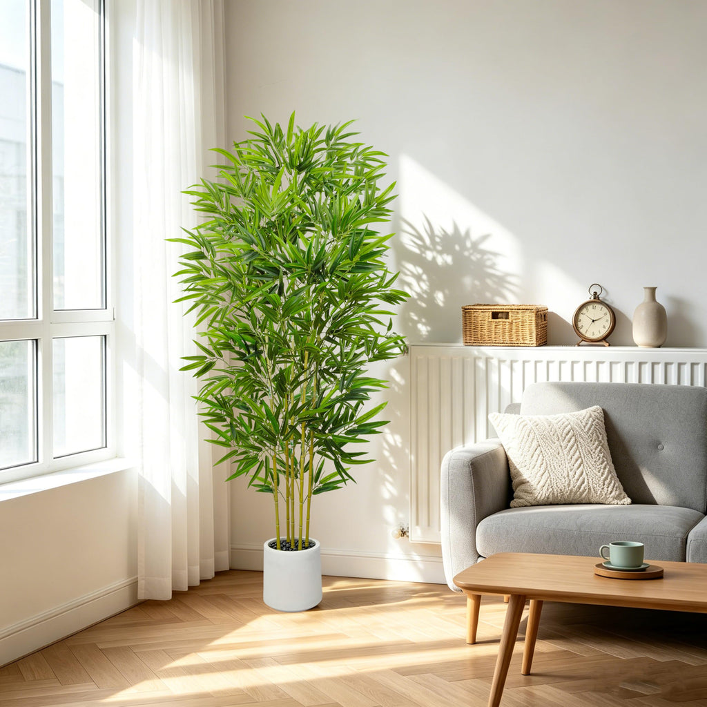 5FT Faux Bamboo Tree, Artificial Plants with Pot for Indoor Decor