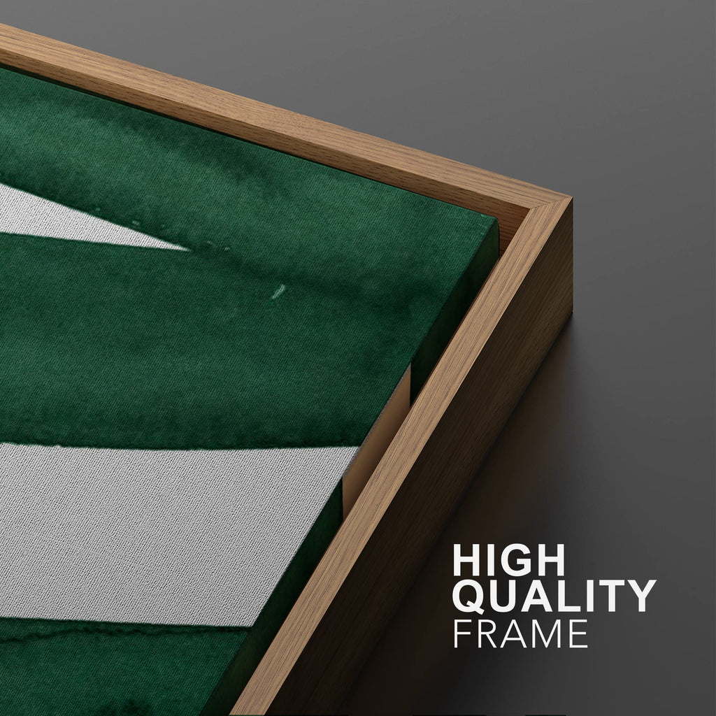 Framed Wall Art Print Set Intersecting Lines Dark Green Colors Geometric Shapes Illustrations Modern Art Contemporary