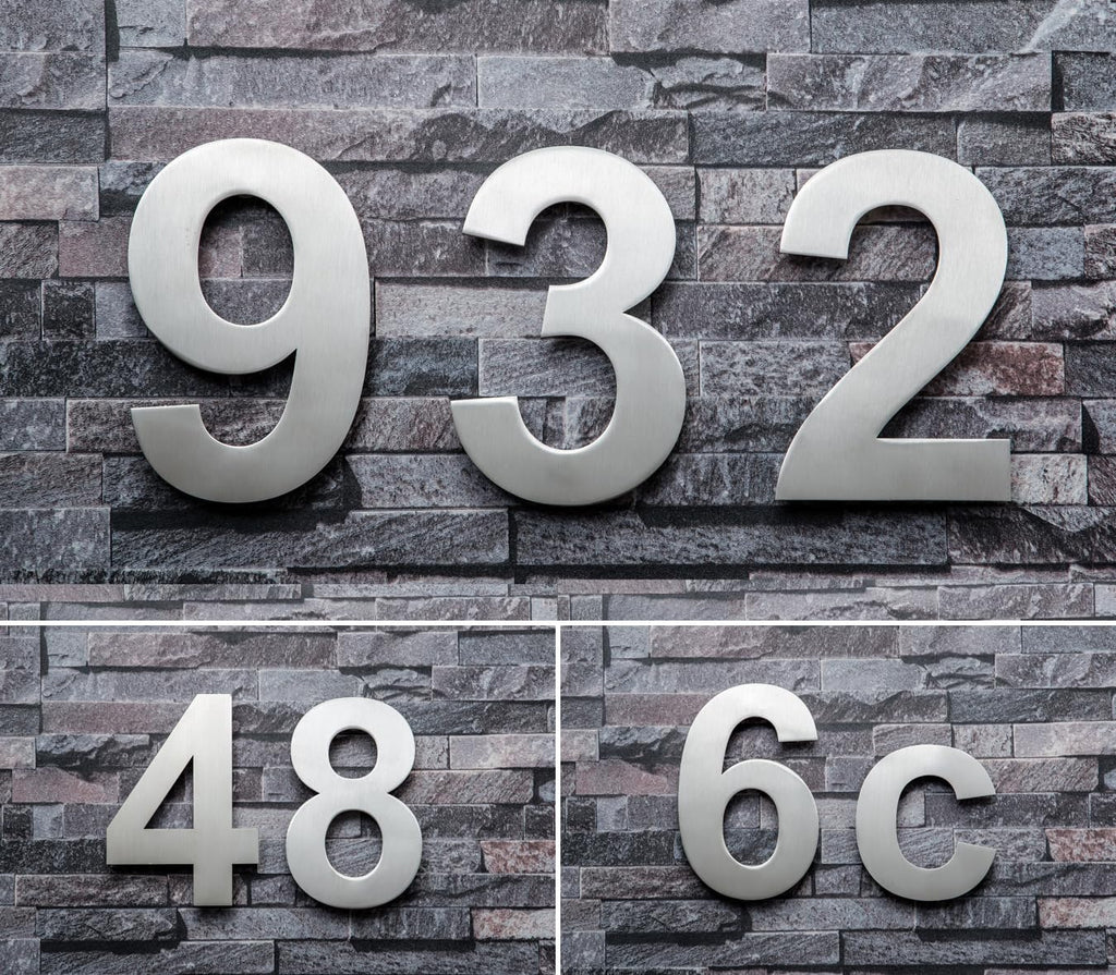 6 Inch Floating House Number 5 - Brushed 304 Stainless Steel