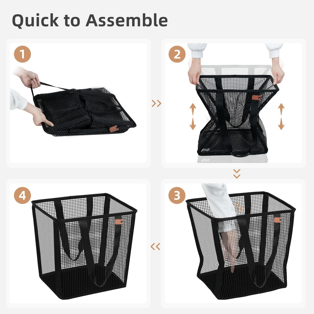 Collapsible Laundry Basket, 16.9 Gal. Large Pop-up Laundry Hamper with Long Carry Handles, Space-Saving Foldable