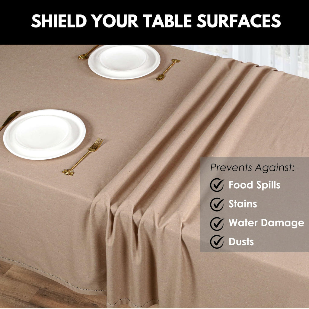 Tablecloth 100% Cotton 60 x 84 Inch Decorative Rectangle Washable Table Cloth Cover for Gifts, Home, Buffet, Wedding