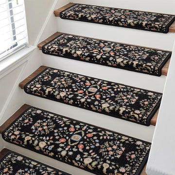 Bullnose Stair Treads for Wooden Steps, Non Slip Stair Carpet 14pcs