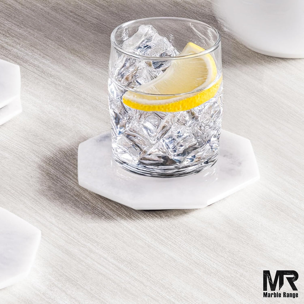 Marble Coasters White Handmade 3.5" Inches - Set of 6