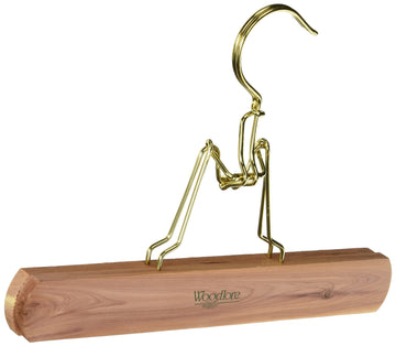 Cedar Pant Hanger with Brass Plated All-Steel Fastening Device, 3-Pack