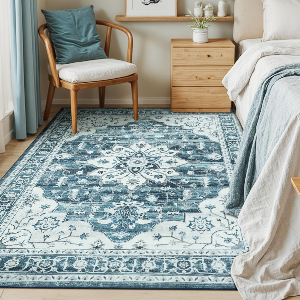 5x7 Coastal Blue White Area Rugs