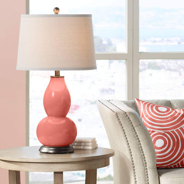 Double Gourd 28 3/4" Tall Table Lamp Coral Reef Pink Orange Glass Modern