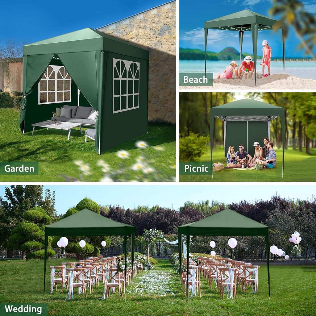 6.5x6.5ft Pop Up Canopy Tent, Outdoor Instant Shelter Folding Canopy with 4 Side Walls and Carry Bag Events, Party