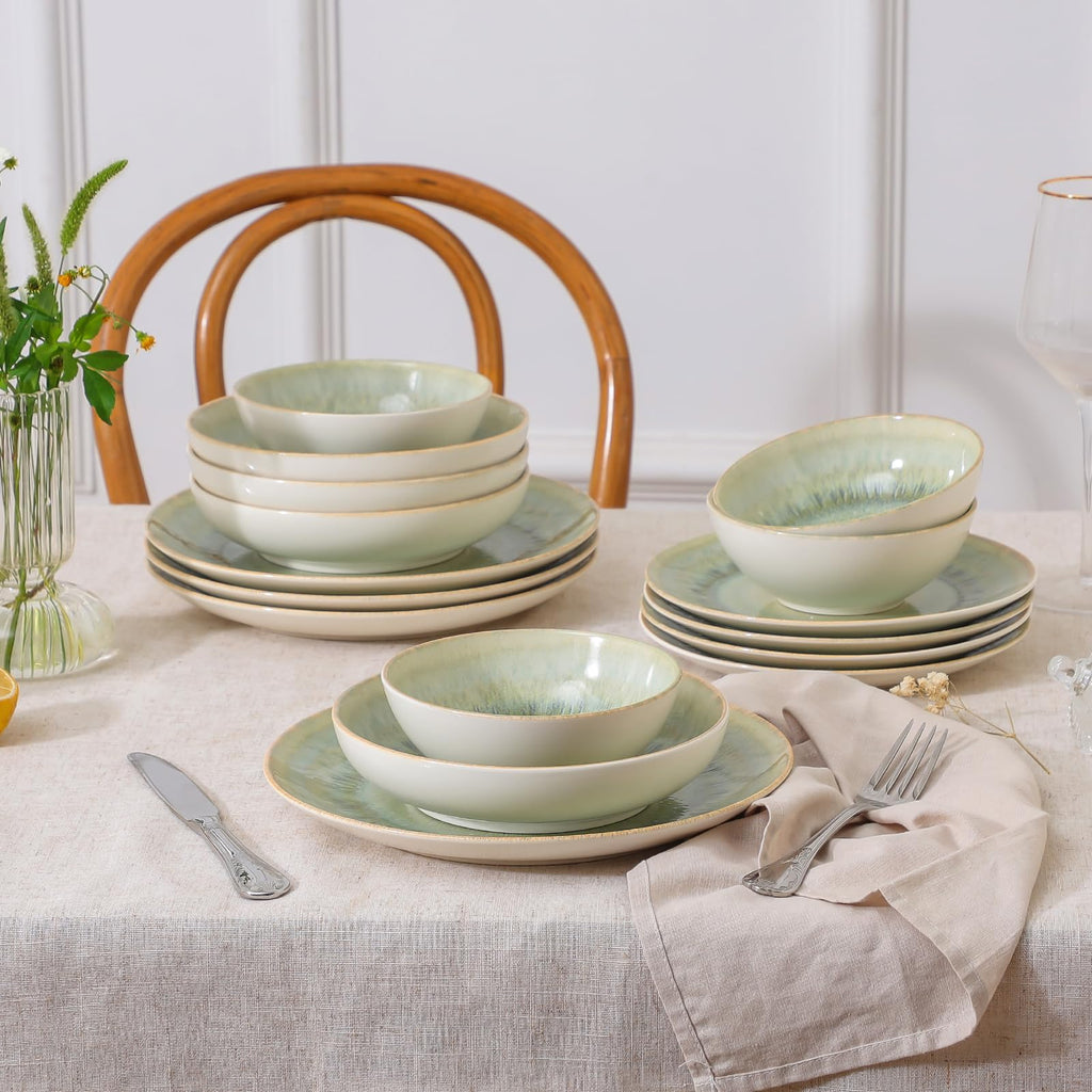 Ceramic Plates and Bowls Sets for 4,16 pcs Dinnerware sets