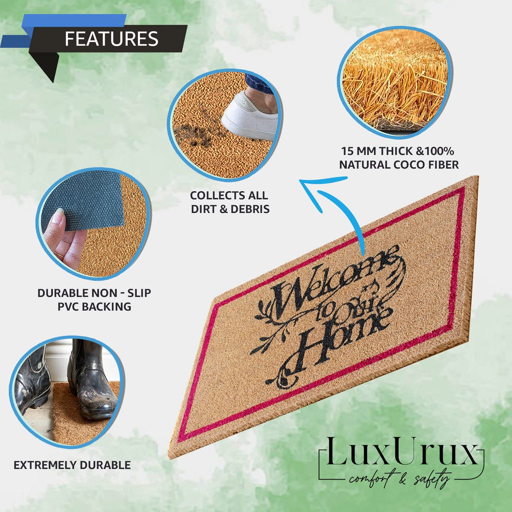 Welcome Mats Outdoor Coco Coir Doormat, with Heavy-Duty PVC Backing - Natural - Perfect Color/Sizing for