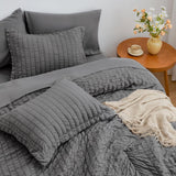 Love's cabin Seersucker Dark Grey Twin Comforter Set