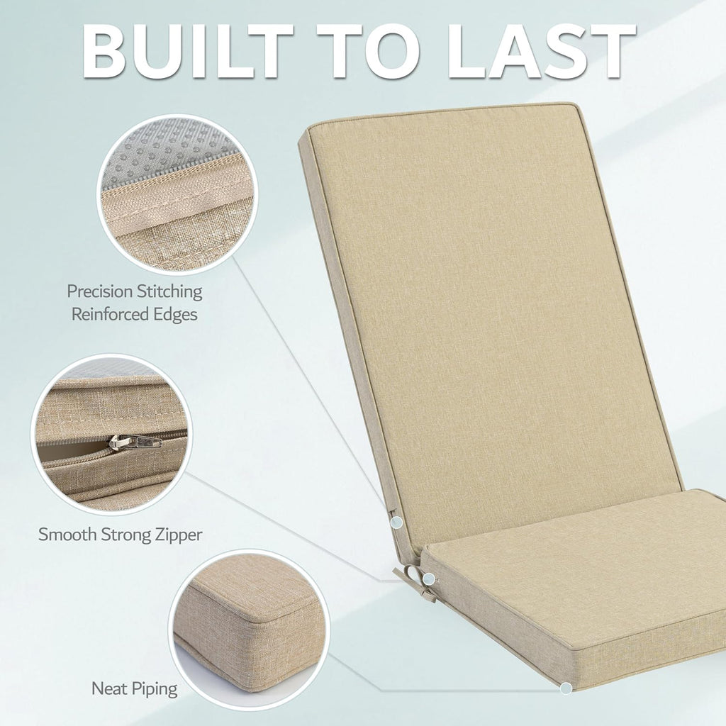 Adirondack Chair Cushions Set of 2 - Removable Covers, Water-Repellent & Fade-Resistant Faux Linen, Securing Straps