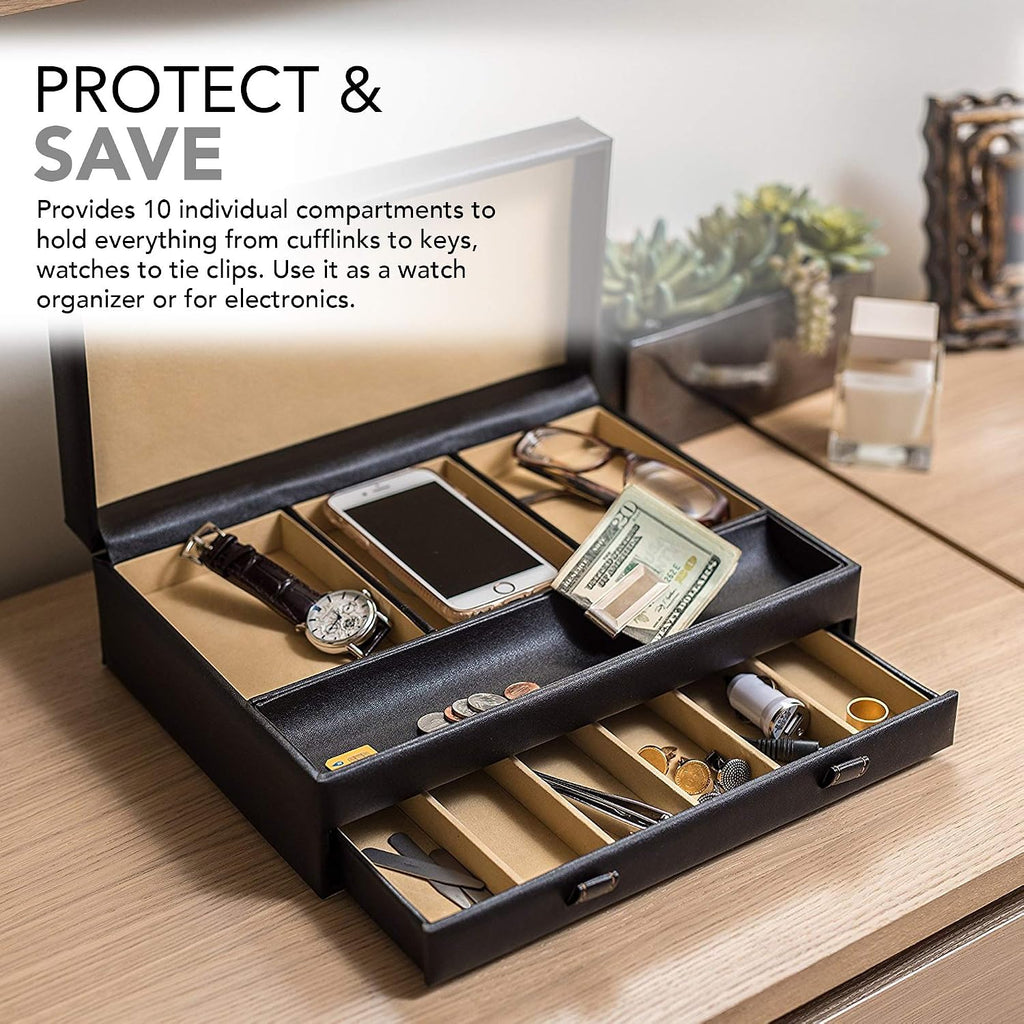 Mens Valet Tray, Men's Jewelry Box, Night Stand Organizers and Storage, Bedside Table Organizer, Watch Box