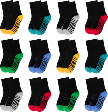 12 Pairs Kids Socks Boys Crew Athletic Cotton Socks