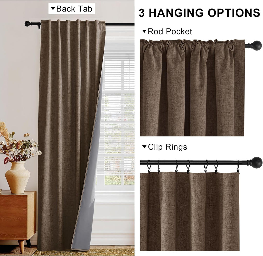 Linen 100% Blackout Curtains - Set of 2