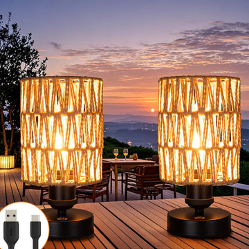 Cordless Rechargeable Outdoor Table Lamps, Battery Operated Table Lamp, Stepless Dimmable, and Bedroom (Bulb