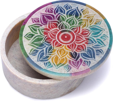 Small Jewelry Box Handmade Marble Soapstone Mandala Trinket Holder