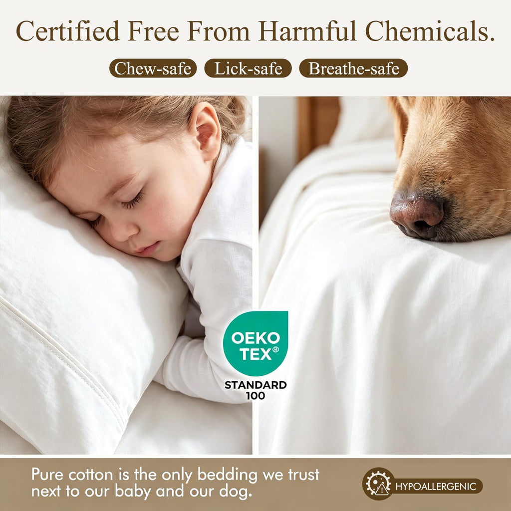 100% Organic Queen Cotton Sheets, Deep Pocket Set, Breathable & Cooling Soft Bedding, Hotel Luxury Bed Sheets, Easy