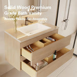 24 Inch Wall Mounted Bathroom Vanity Modern Floating Cabinet with Soft Close Drawers Laminate Doors Plywood Construction Cosmo Sand / Handler -- 24-inch-wall-mounted-bathroom-vanity-modern-floating-soft-close-drawers-cosmo-sand