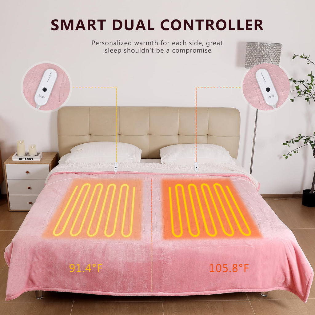 Heated Blanket, Dual Control Electric Blanket