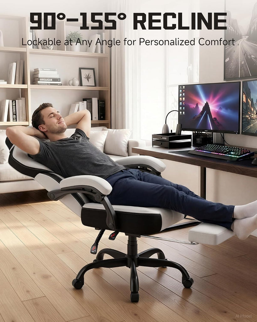 Gaming Chair for Adults, Ergonomic High Back Chair with Footrest | Big & Tall Computer Video Gaming Chair, Comfort