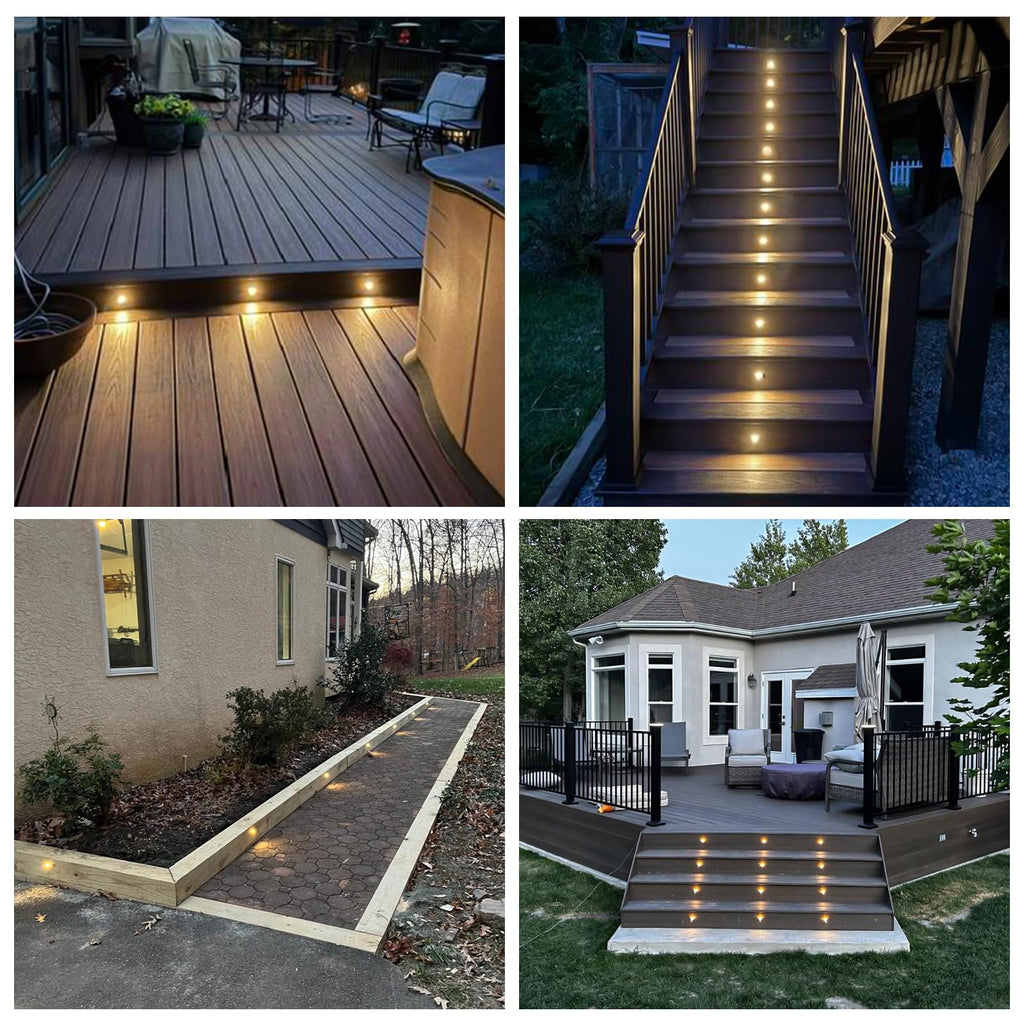 12 Pack Recessed Low Voltage LED Step Riser Light, Diameter 1" Mini Size Landscape Lighting for Outdoor Deck Stair