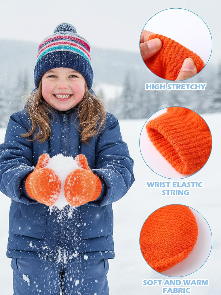 12 Pairs Toddler Mittens Bulk, Winter Knit Gloves